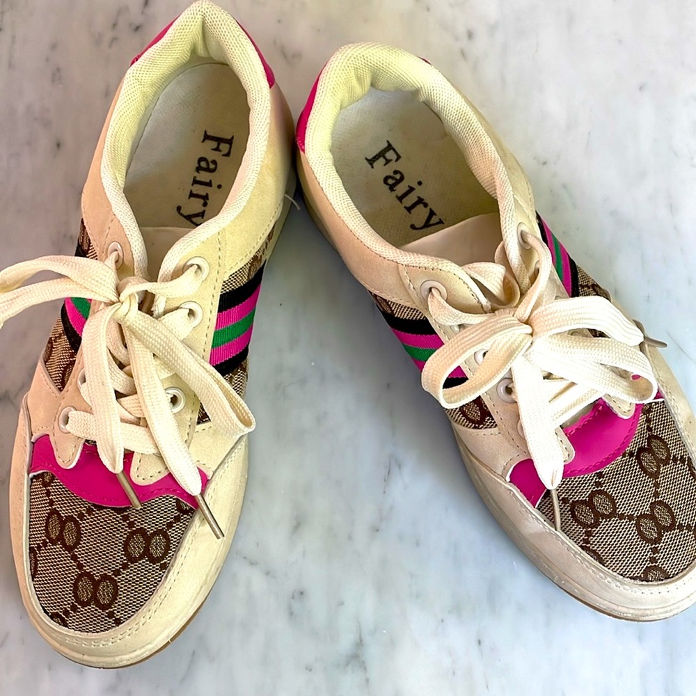 Pink and Cream Women's Sneakers